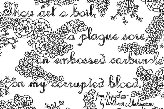 Shakespeare insults printable coloring page quote thou art a