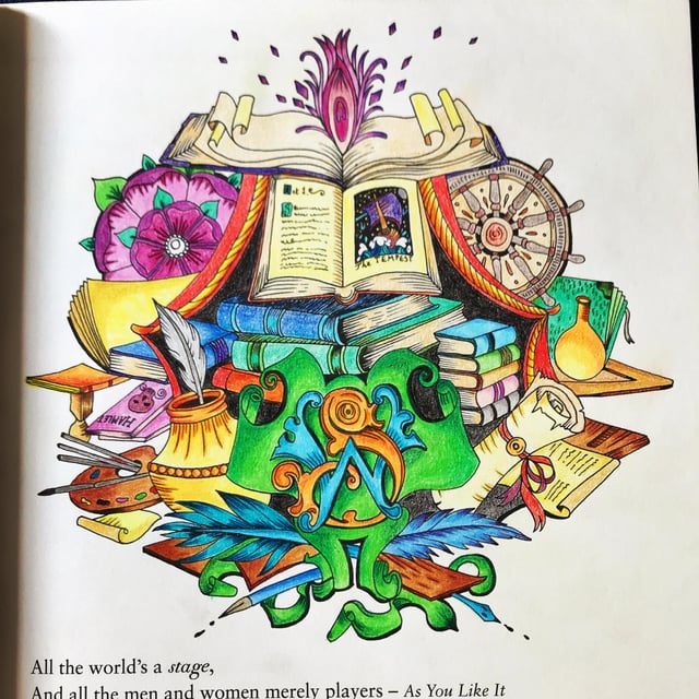 From the coloring book âescape to shakespeare worldâ simple colored pencils