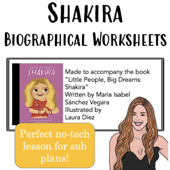 Shakira biographical worksheets for sub plans hispanic heritage month