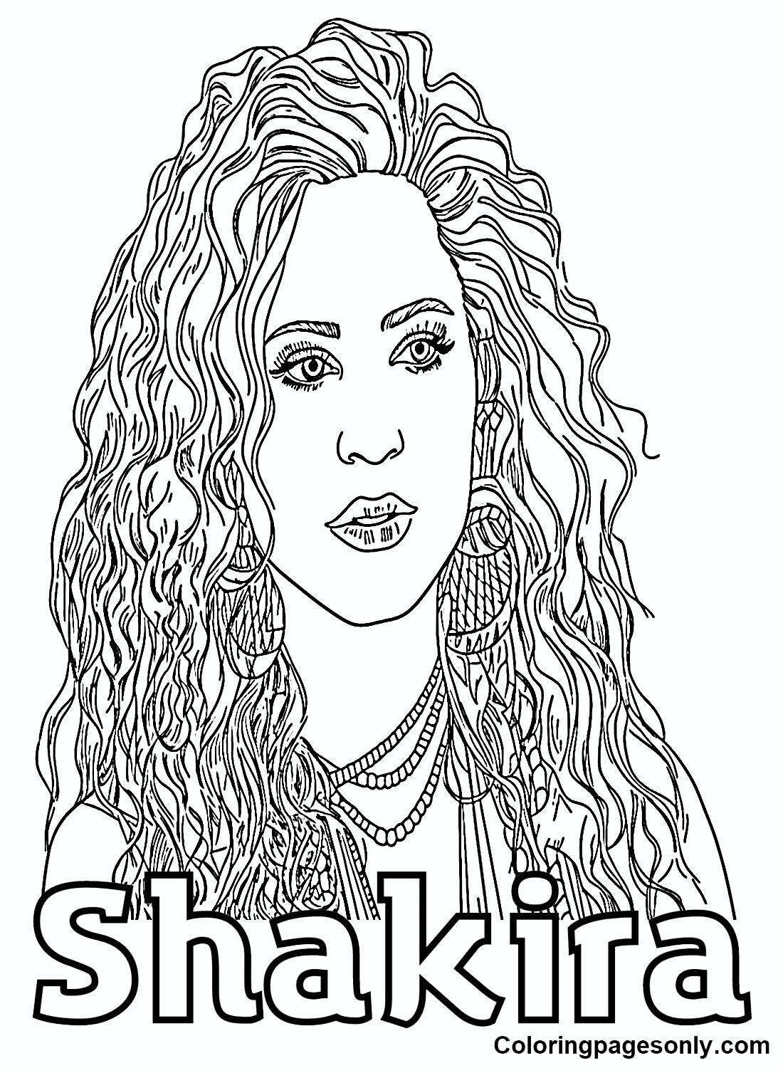 Shakira coloring pages printable for free download