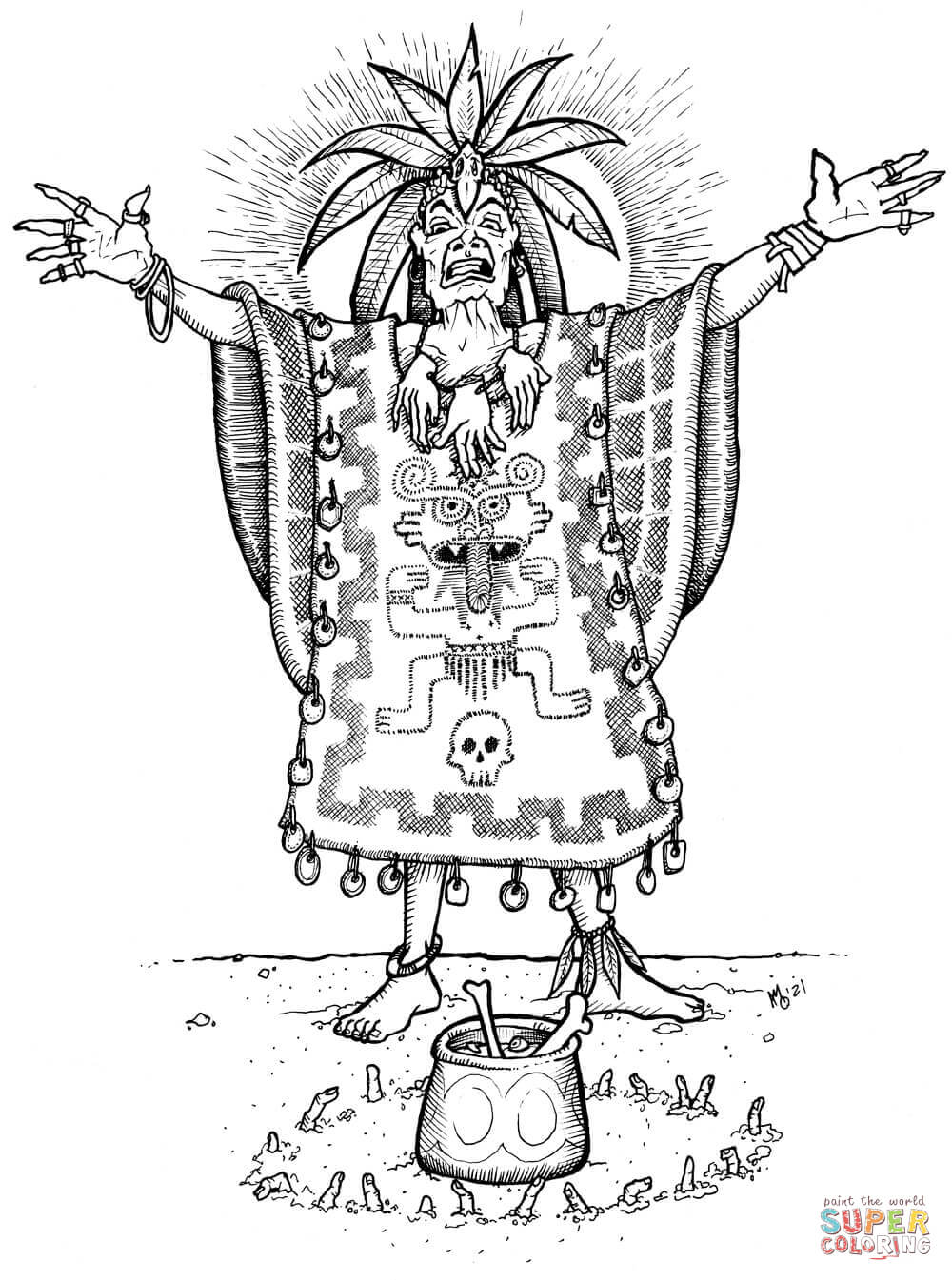 Evil shaman dude coloring page free printable coloring pages