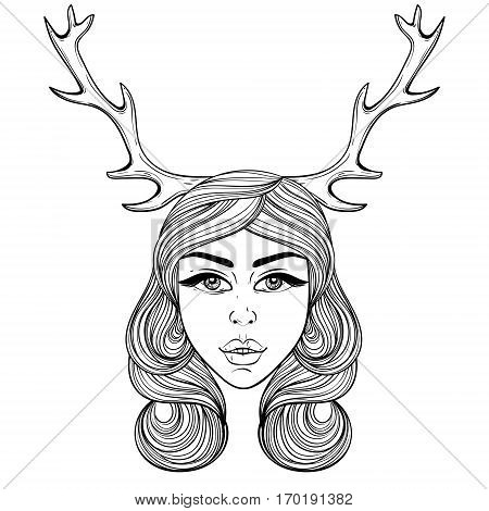 Beautiful girl deers vector photo free trial bigstock