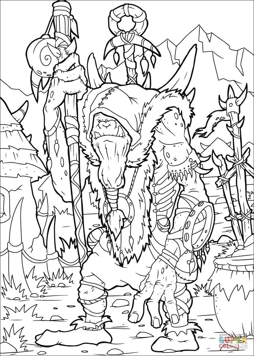 Orc shaman coloring page free printable coloring pages