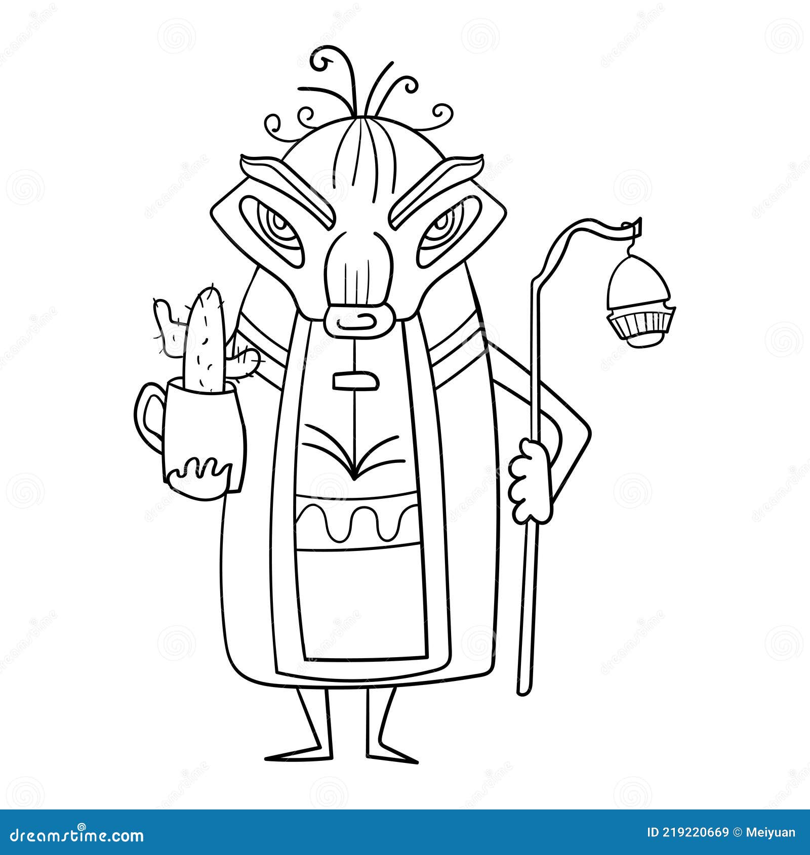 The ancient deity of rituals and occultism shaman in cartoon style game character vector illustration coloring page coloring stock vector