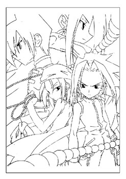 Yoh and hao asakura e to life shaman king coloring pages adventure