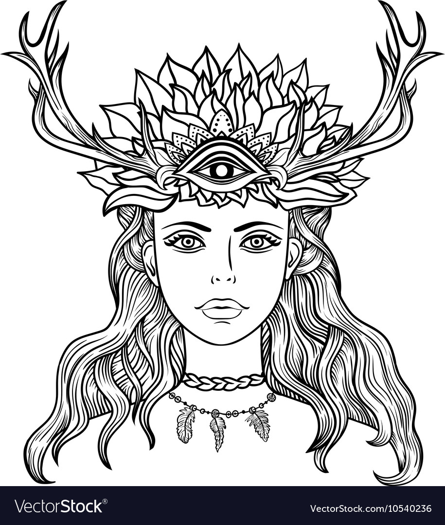 Female shaman portriat royalty free vector image