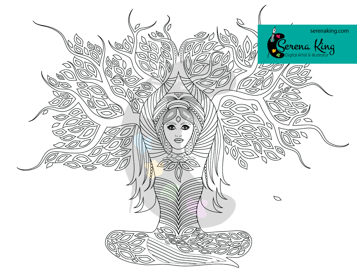 Lady shaman tree coloring page â serena king