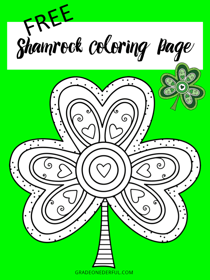 Free shamrock coloring page grade onederful