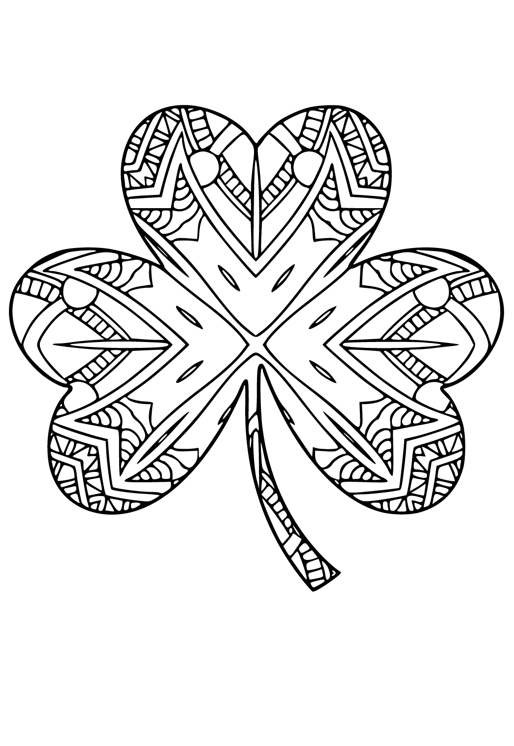 Free printable shamrock mandala coloring page for adults and kids