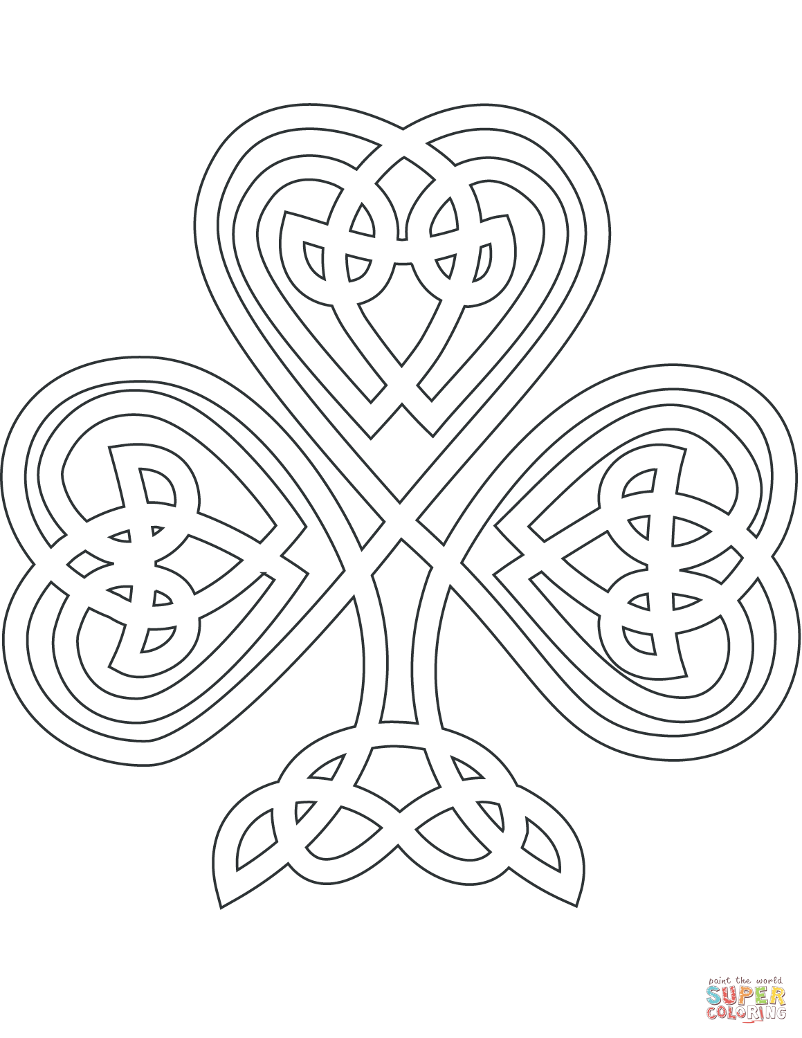 Celtic style shamrock coloring page free printable coloring pages