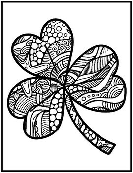 Shamrock zentangle coloring pages mindfulness st patricks day coloring sheets