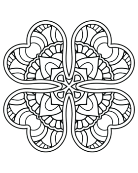 St patricks day four leaf clover shamrock mandala coloring page for kids