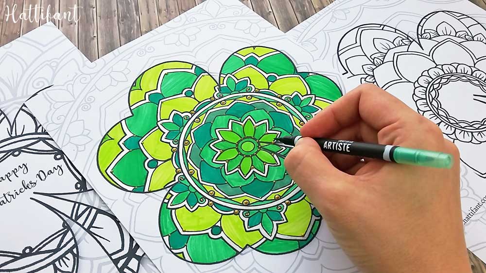 St patricks day mandala shamrock coloring pages