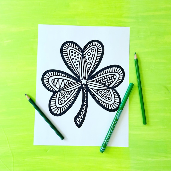 Detailed shamrock mandala coloring page