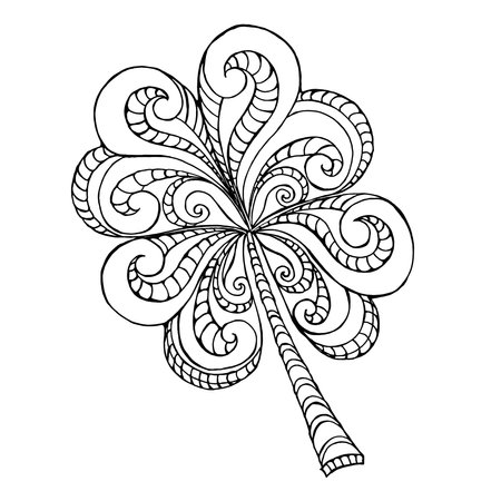 Doodle st patricks day decorative hand drawn clover leafvector illustration for coloring bookillustration of clover leaf on white backgroundhand drawn for posters and greeting cards ù ùùø øªøµù ùù ù