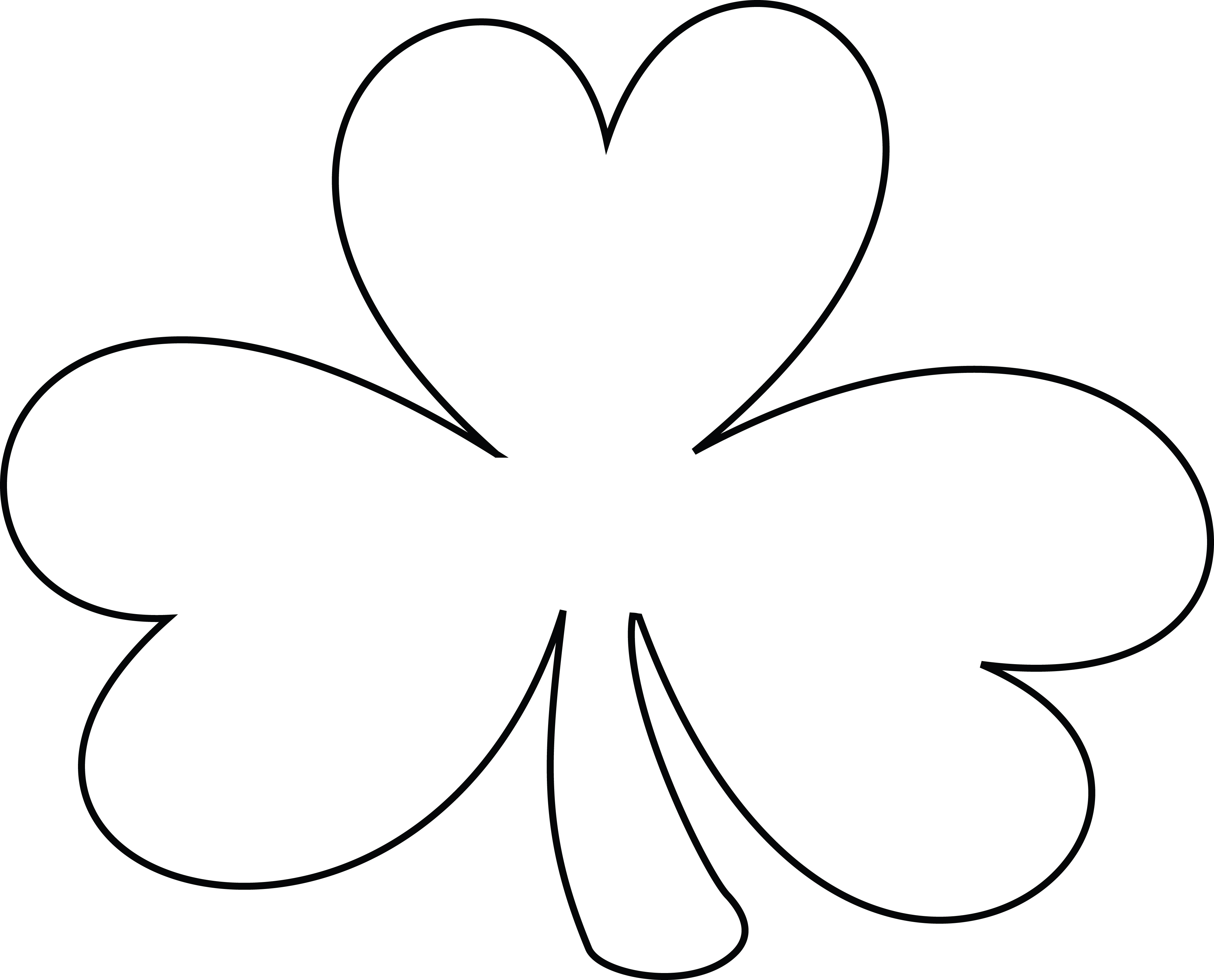 Clipart of a black and white lineart coloring page shamrock clover