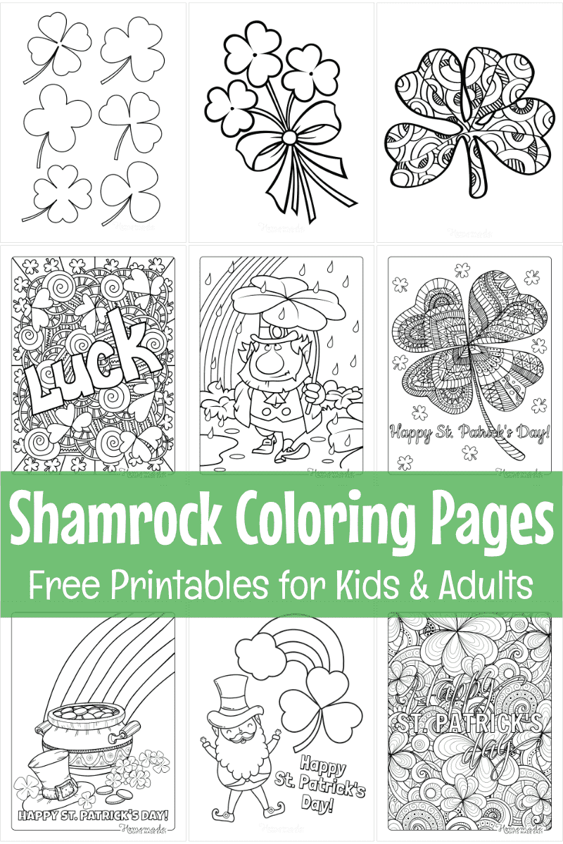 Shamrock coloring pages for kids adults free printables