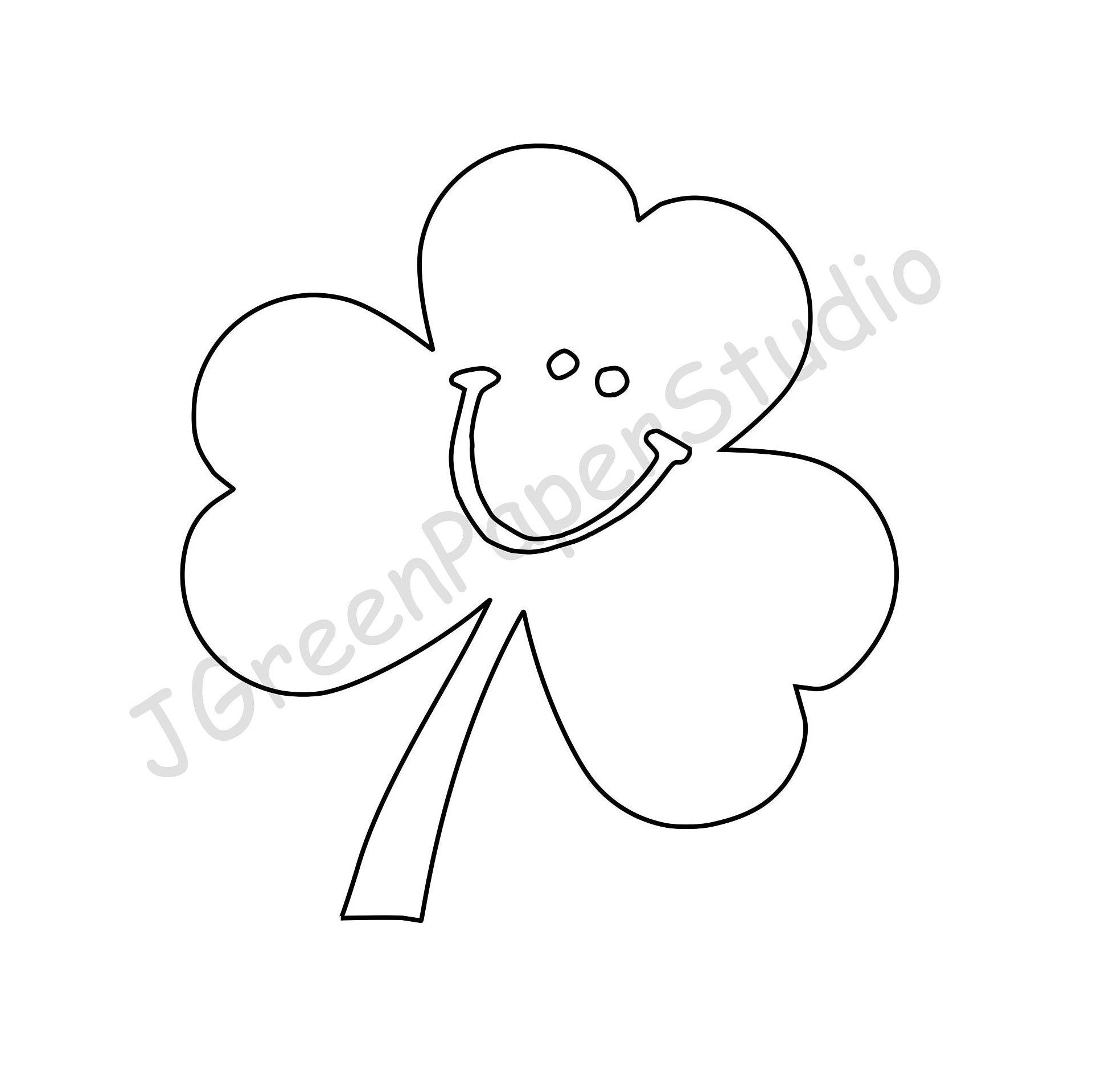 Printable smiling shamrock template pdf digital download kids