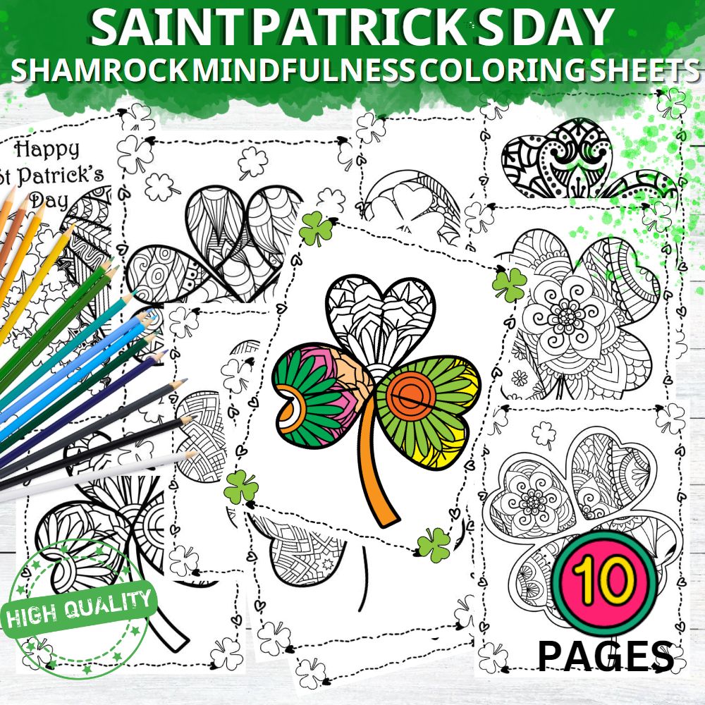 St patricks day shamrock mindfulness coloring sheets made by teachers