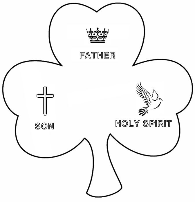Trinity clover coloring page st patricks day crafts for kids catholic crafts coloring pages
