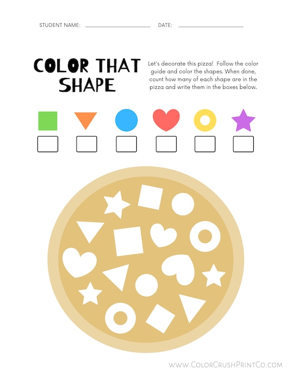 Colorful pizza shapes activity page download and print yourself