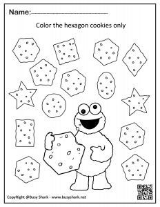 Cookie monster basic shapes free preschool coloring pages