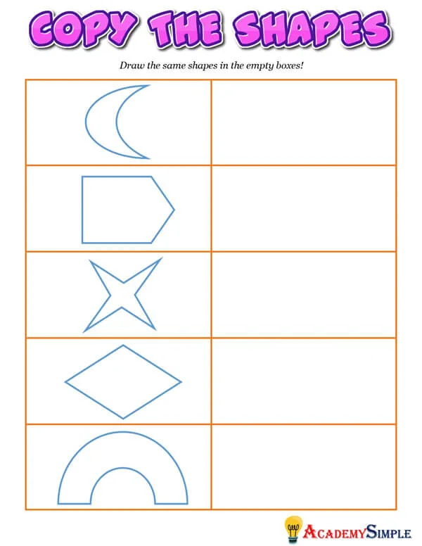 Shapes worksheet kindergarten copy the shape