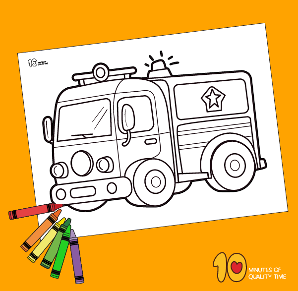 Fire truck coloring page â minutes of quality time