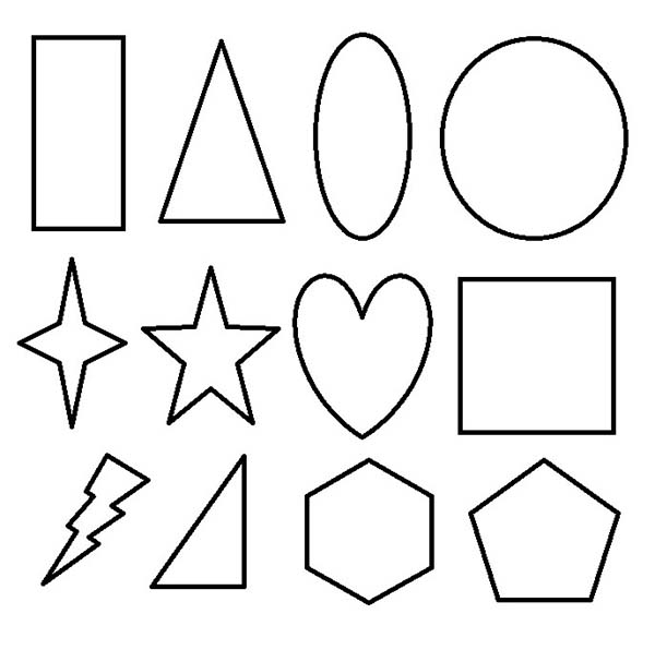 Basic d geometric shapes coloring page