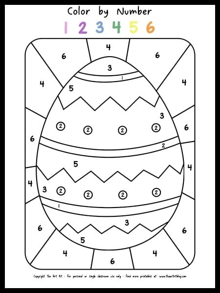 Free printable easter egg color by number coloring page with geometric shapes â the art kit