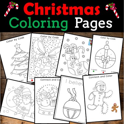 Easy christmas coloring pages