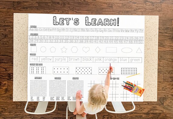 Abc letter shapes colors learning counting table top coloring page extra large poster large coloring page kids activity coloring banner