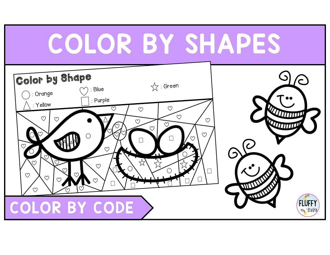 Spring coloring page free awesome coloring by shapes pages