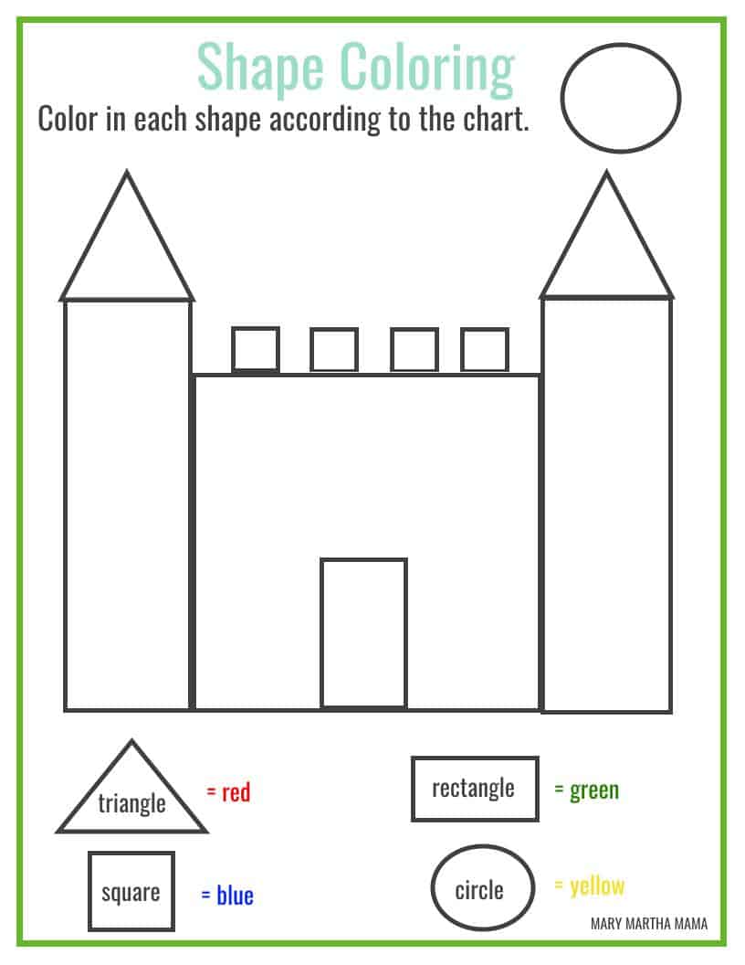 Shapes worksheets for preschool free printables â mary martha mama