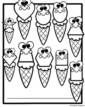 Ice cream shape coloring pages booklet kindergarten summer picnic math activity