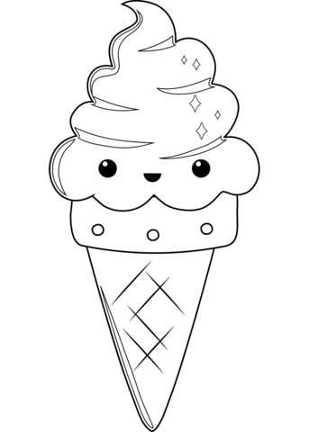 Kawaii ice cream cone coloring page free printable coloring pages