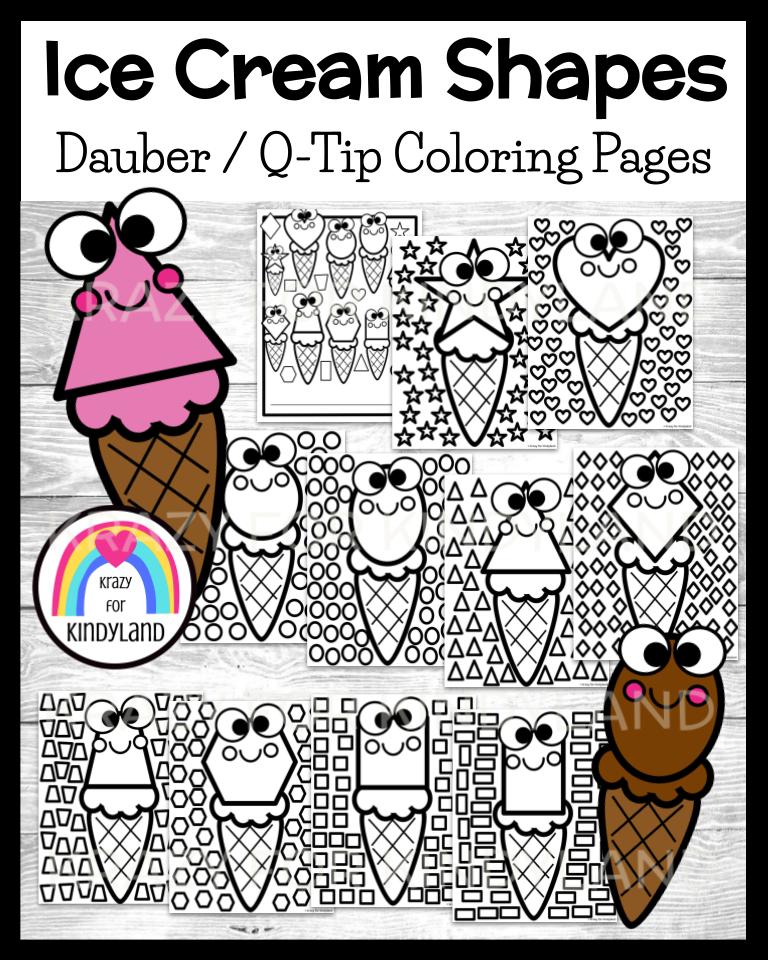 Ice cream cone shape coloring pages summer picnic dauber q