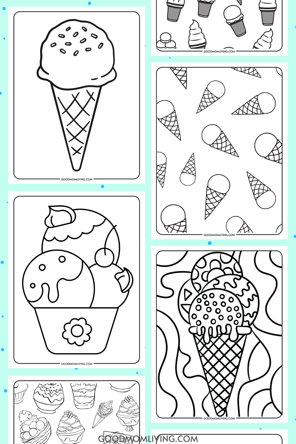 Ice cream coloring pages free for kids and adults