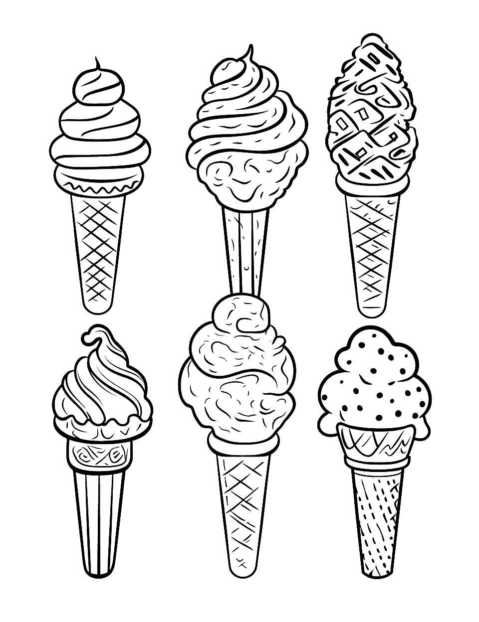 Ice cream coloring pages free printable sheets