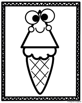 Ice cream shape coloring pages booklet kindergarten summer picnic math activity