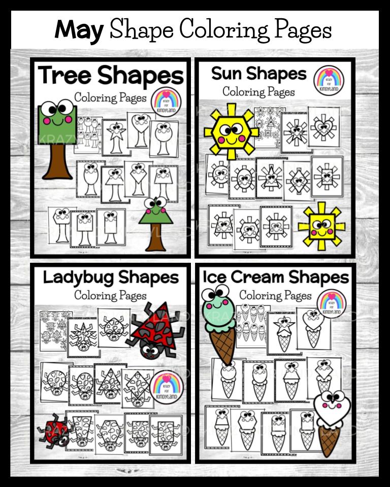 Summer coloring pages shapes sun tree ladybug ice cream weather seasons