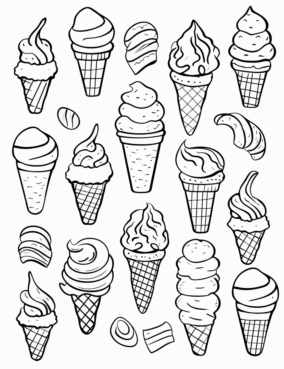 Ice cream coloring pages free printable sheets