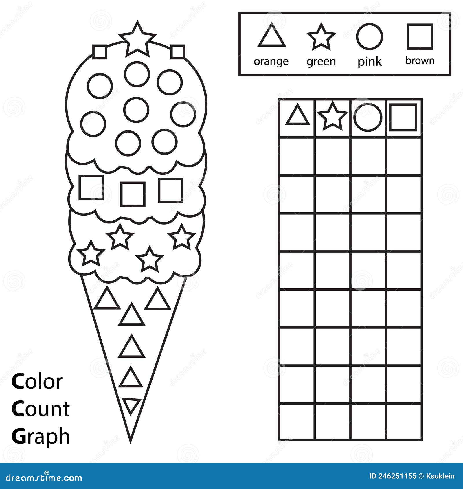 Ice cream color count graph worksheet stock illustrations â ice cream color count graph worksheet stock illustrations vectors clipart