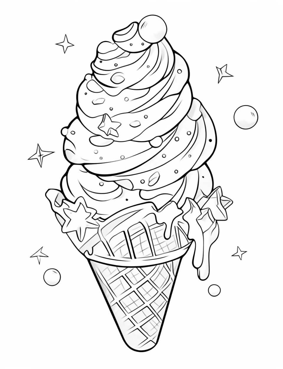 Yummy ice cream coloring pages for kids and adults