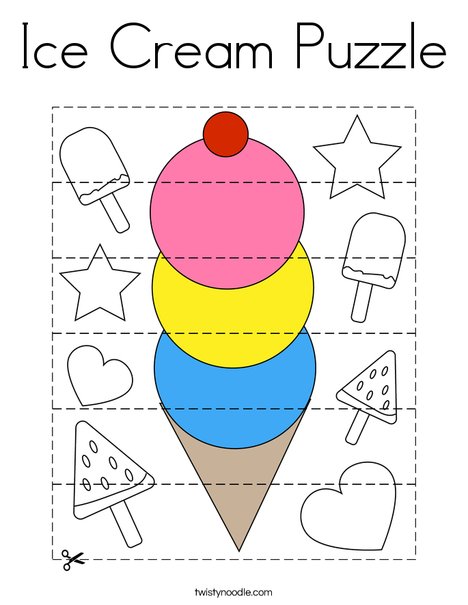 Ice cream puzzle coloring page