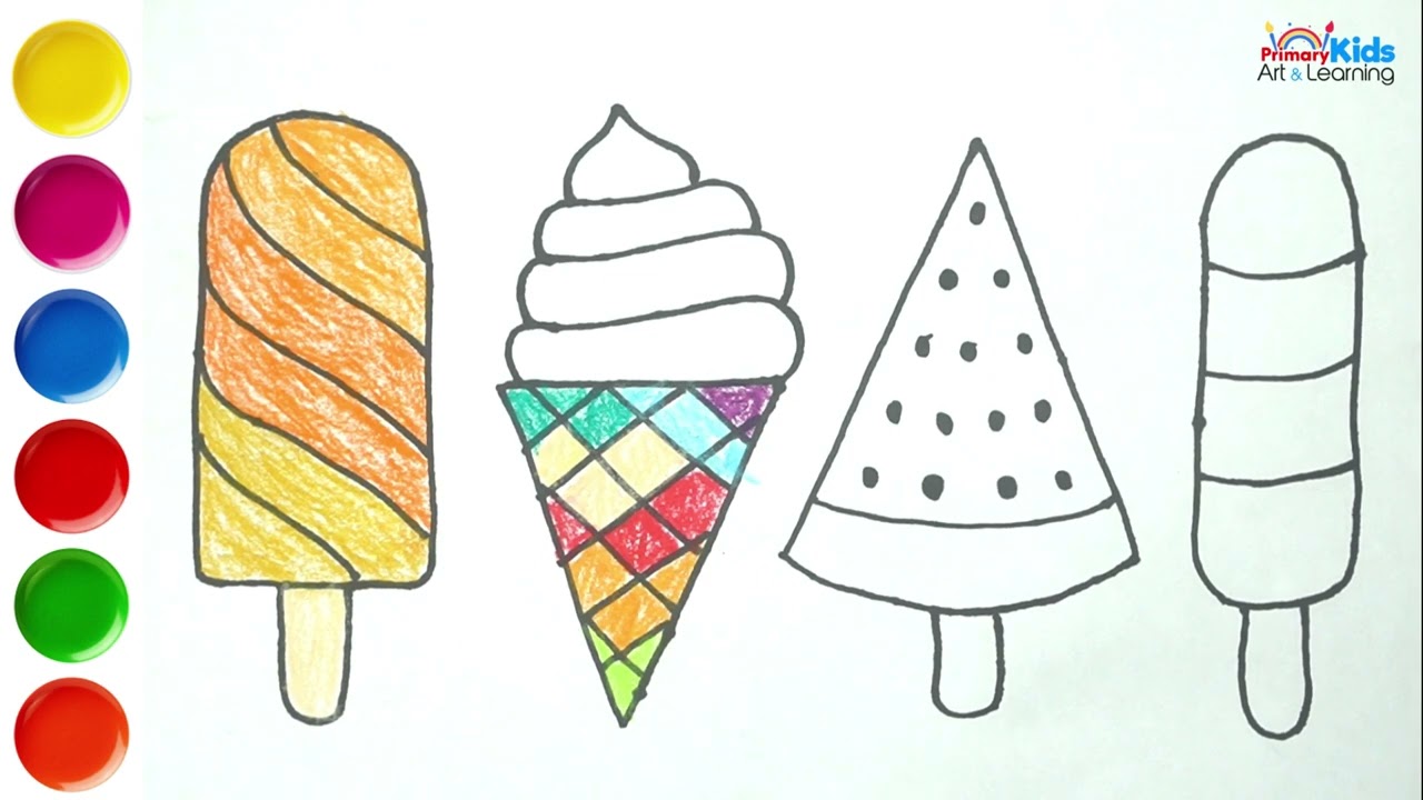 How to draw ice crea step by step ice crea drawing painting for kids toddlers