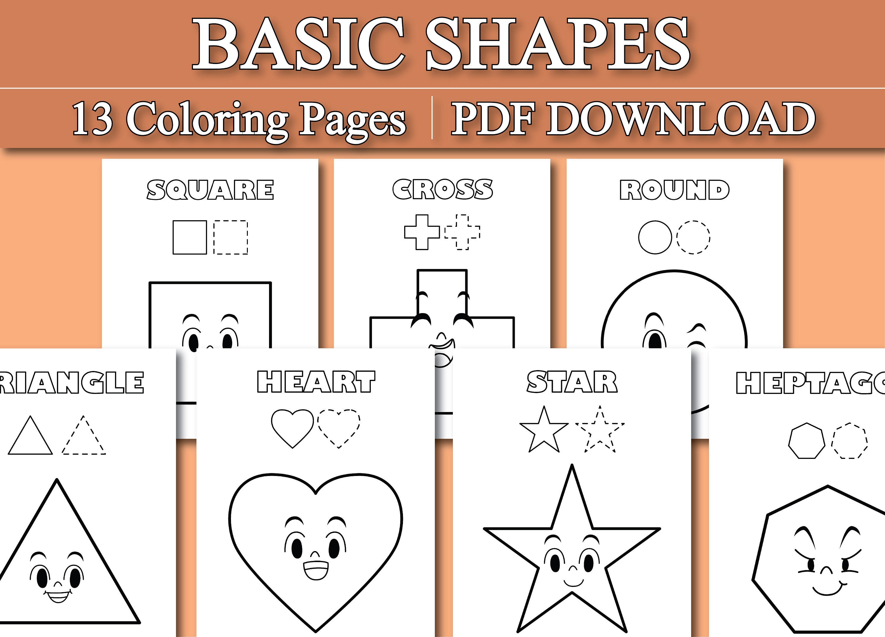 Basic shapes coloring pages shapes printable worksheet for kids printable pdf download instant download