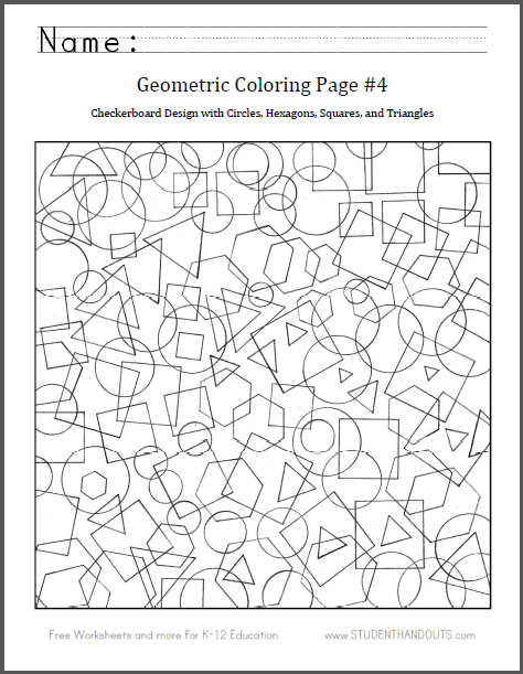 Checkerboard shapes coloring page student handouts