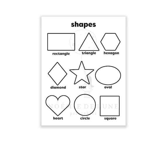 Coloring shapes chart printable x learning sheet simple minimal instant download download now