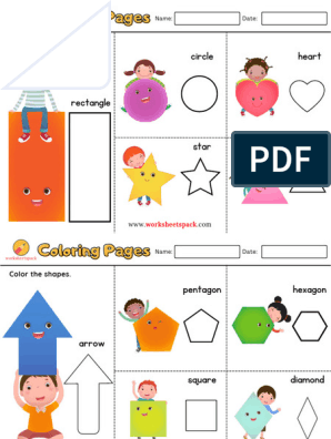 Shape coloring pages for kindergarten